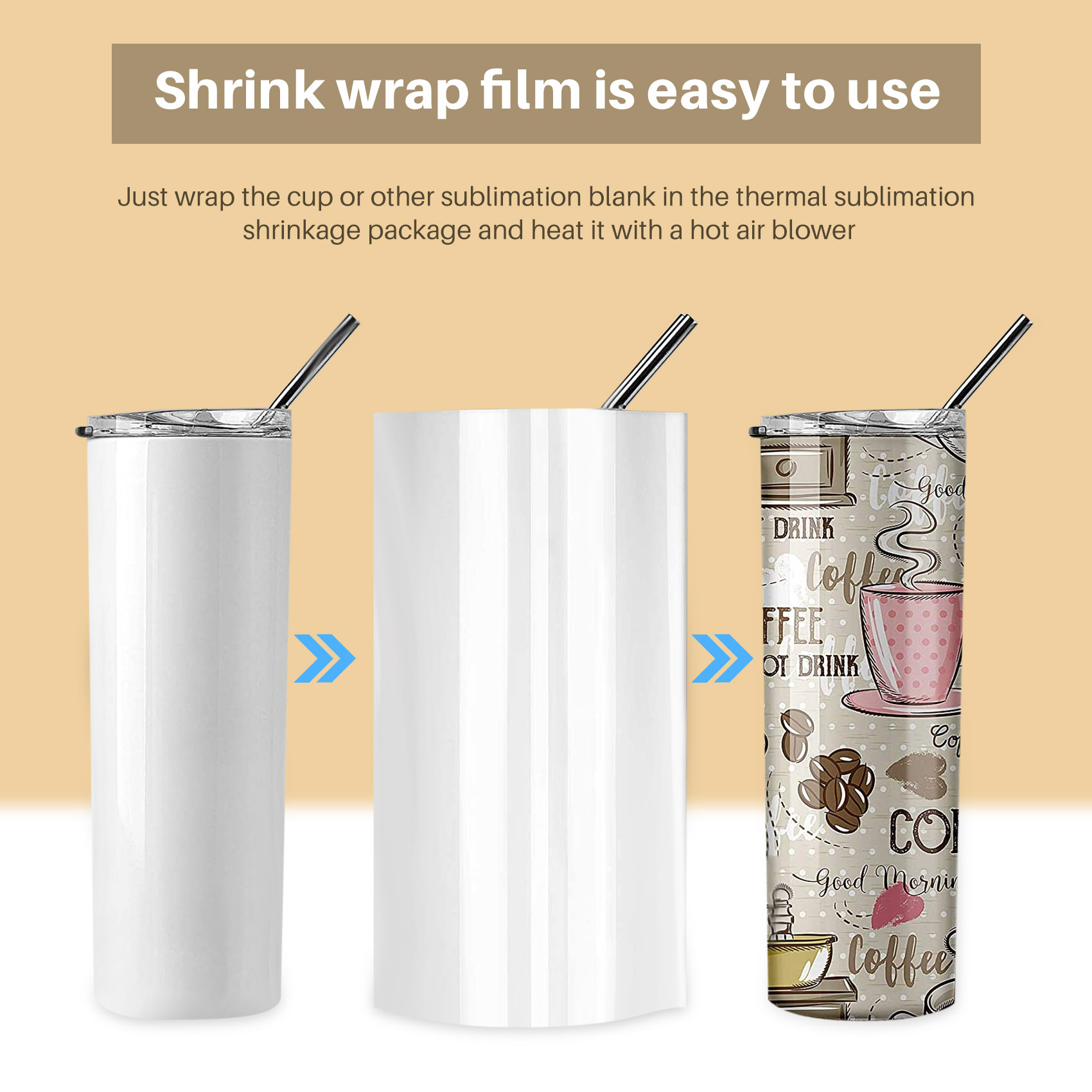 Sublimation Mug White - Термоусадочные рукава для сублимации A19F-8X12 дюймов,
